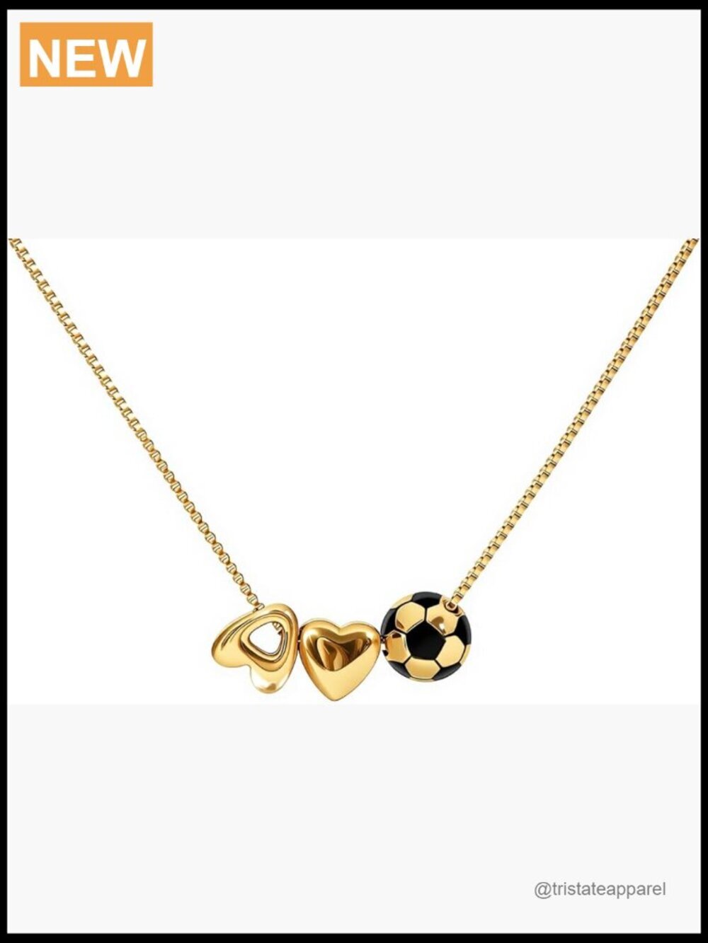 18K Gold Plated Dainty Heart Soccer Pendant Necklace Personalized Letter A-Z